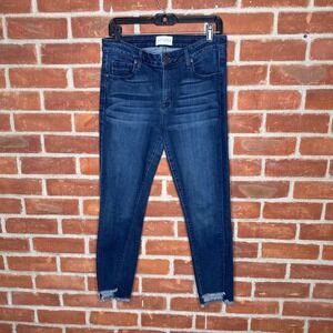 Parker Smith dark wash distressed hem jeans